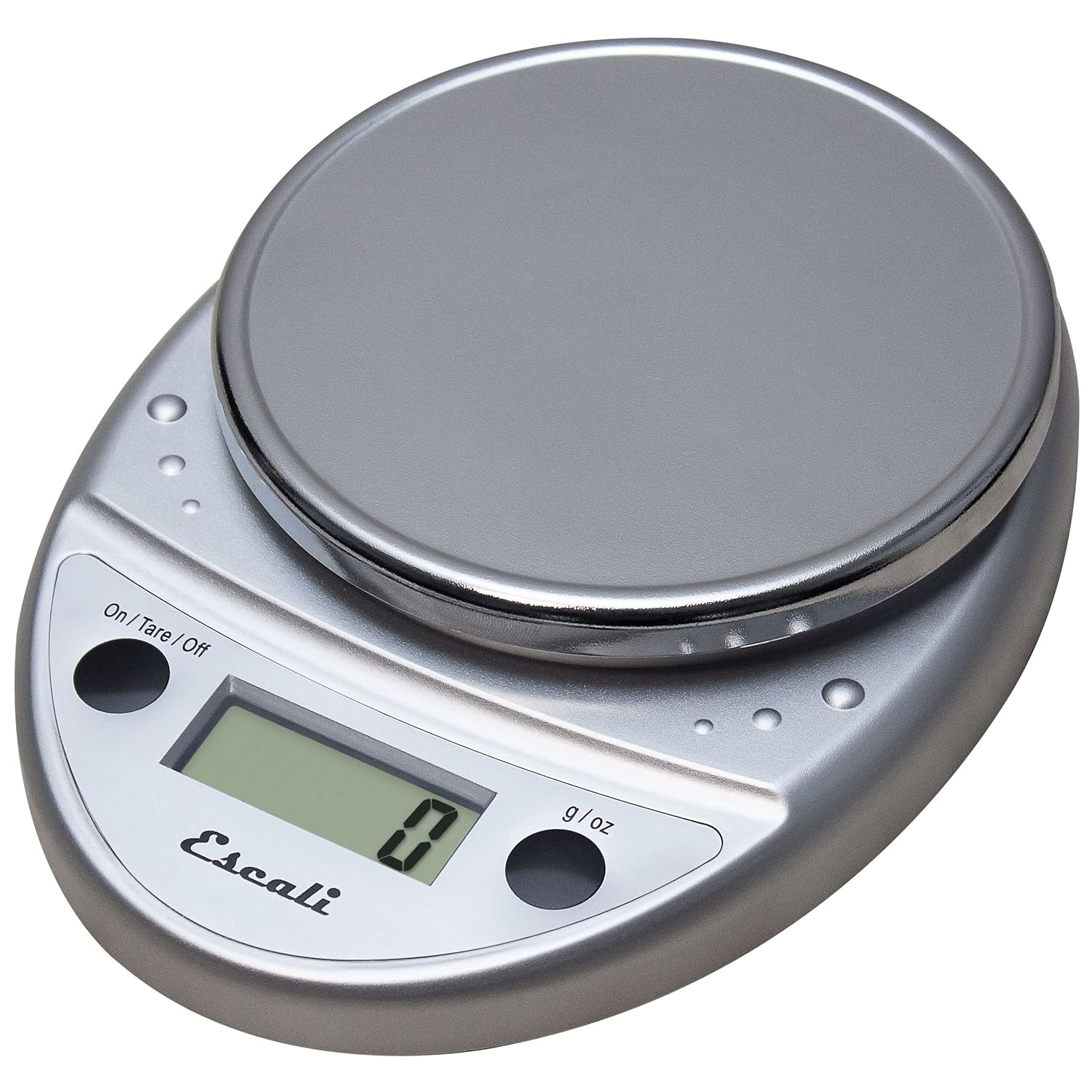 Escali Primo P115C digital kitchen scale in polished chrome with tare function