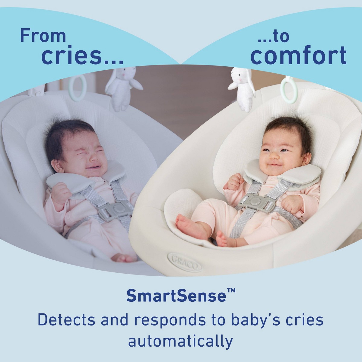Graco SmartSense swing features product image with detailed view and professional lighting