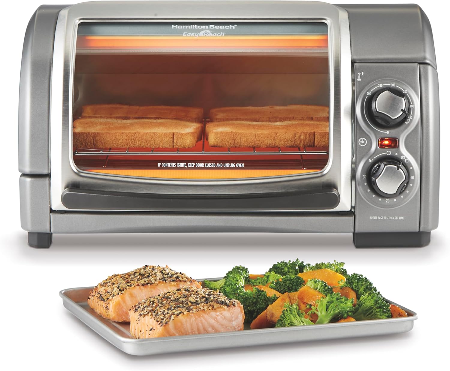 Hamilton Beach Easy Reach toaster oven product image with detailed view and professional lighting