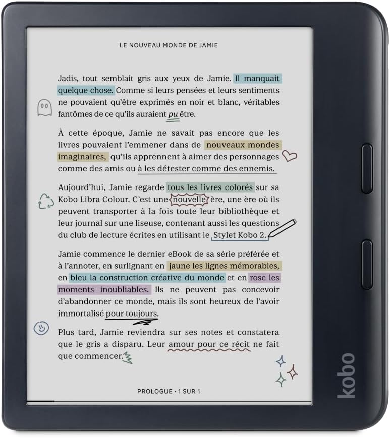 Kobo Libra Colour e-reader product image with detailed view and professional lighting