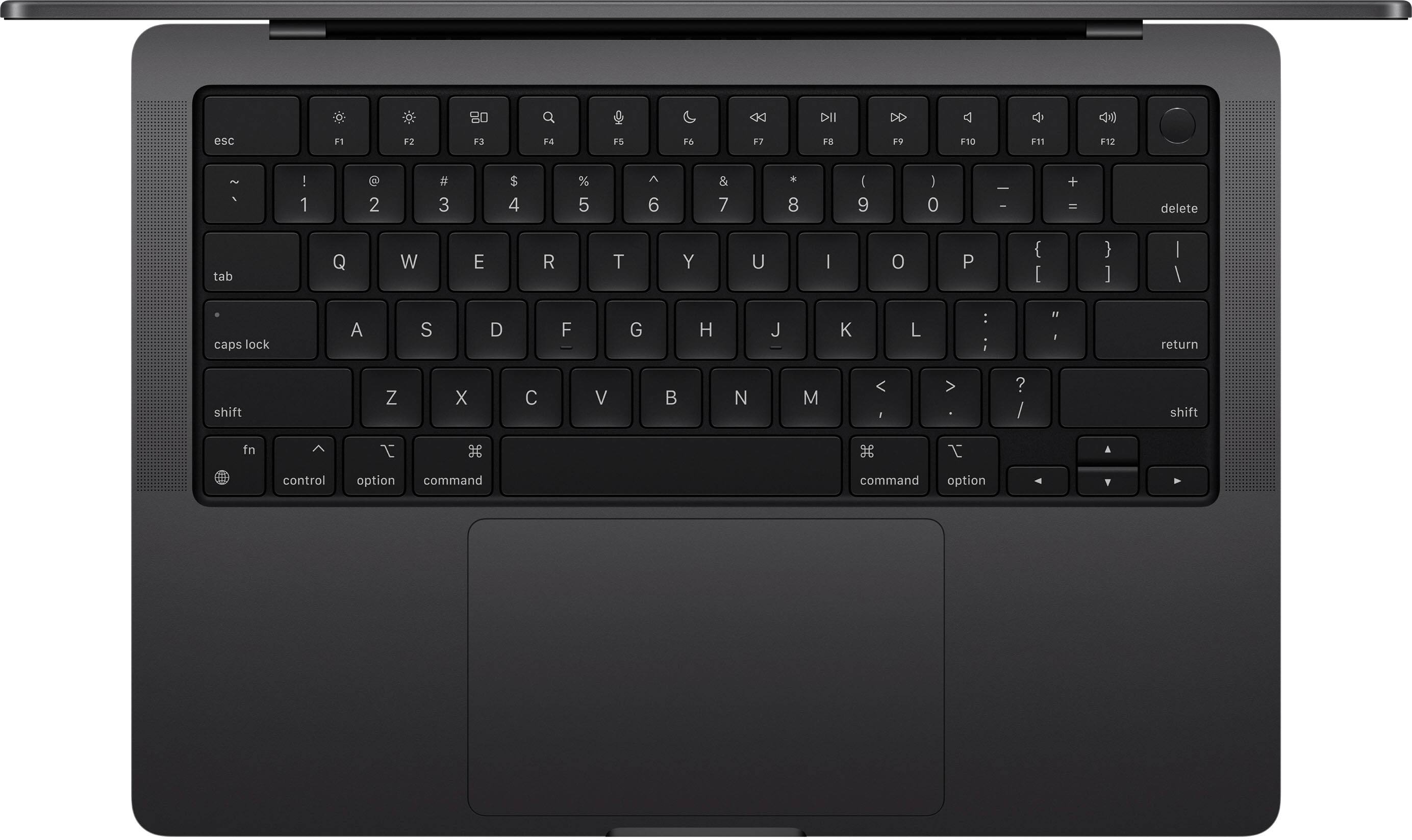 MacBook Pro 14 M4 ports and keyboard product image with detailed view and professional lighting