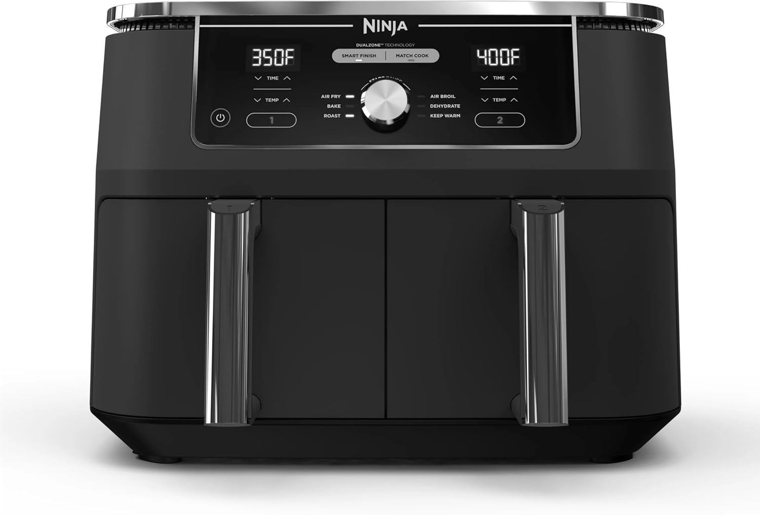 Ninja DualZone dual basket air fryer interior showing two separate cooking chambers