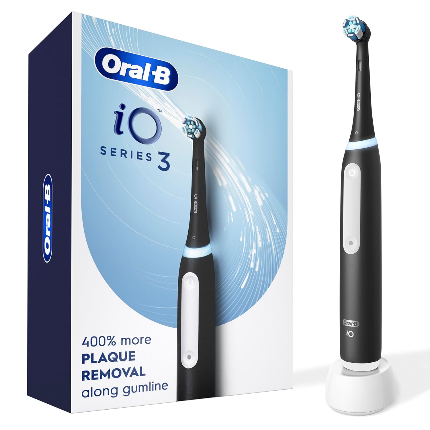 Oral-B iO Series 3 electric toothbrush product image with detailed view and professional lighting
