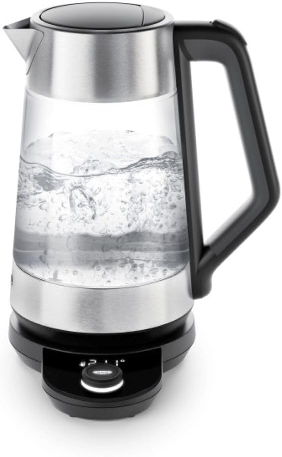 OXO Brew glass electric kettle product image with detailed view and professional lighting