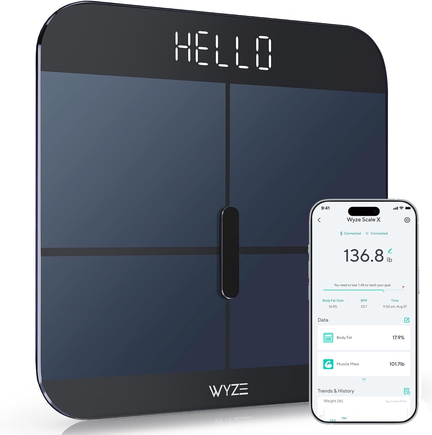 Wyze Scale X smart scale product image with detailed view and professional lighting
